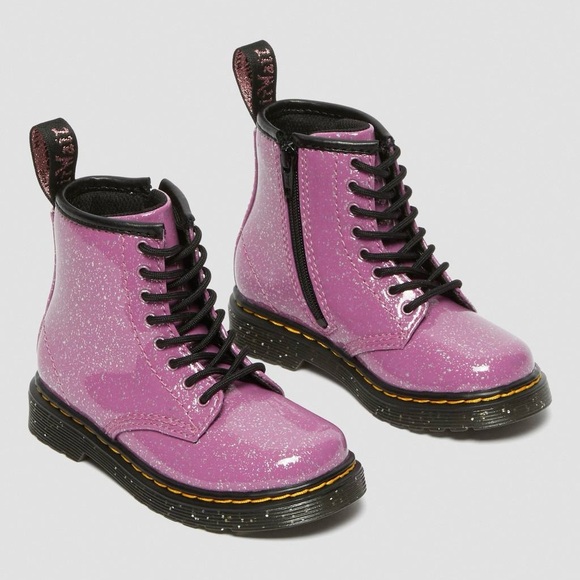 Dr. Martens Toddler Glitter Lace Up Boots Comic Pink Purple Emo Punk 90s Y2K - Picture 7 of 8